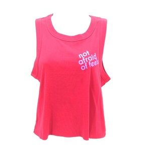 Cold Crush Women's Red "Not Afraid of Feels" Raw Hem Sleeveless Top Size L